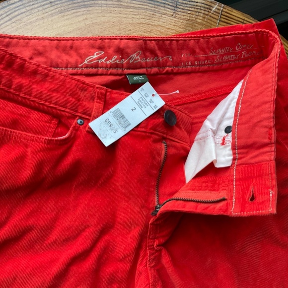 Eddie Bauer Womens Size 2 Tangerine Slightly Curvy Slightly Flared Corduroy NWT - Picture 3 of 7